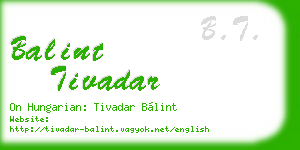 balint tivadar business card
