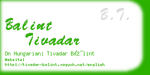 balint tivadar business card